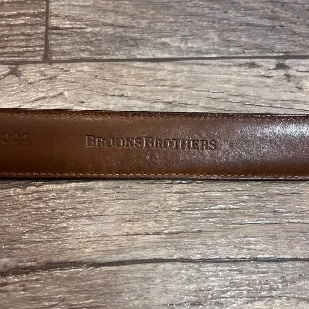 Brooks‎ Brothers Mens Black Leather Dress Belt Gold Buckle Size 38 Made in USA